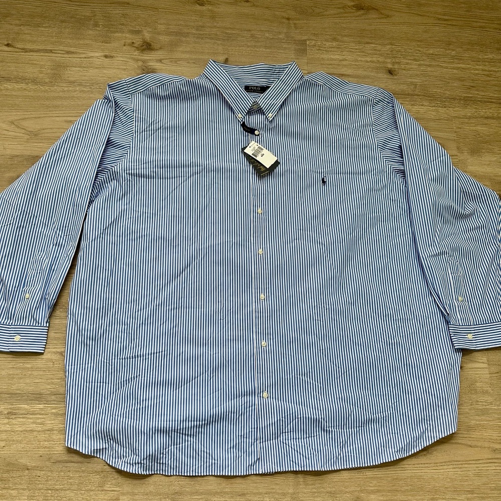 Ralph Lauren Men's Blue and White Striped Dress Shirt, size 6 XB